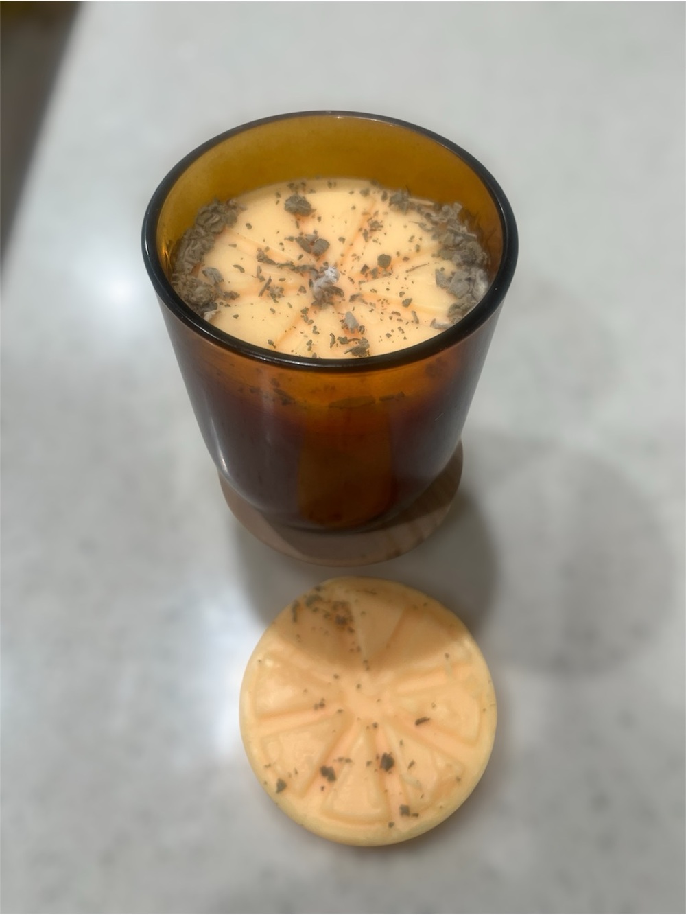 Artisan 8 ounce Candle with wax melt Sage & Citrus